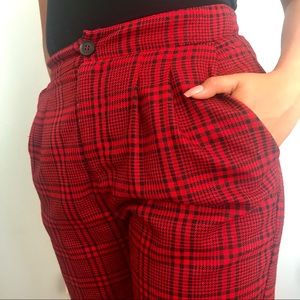 FOREVER21 Red/Black Plaid Loose Pants